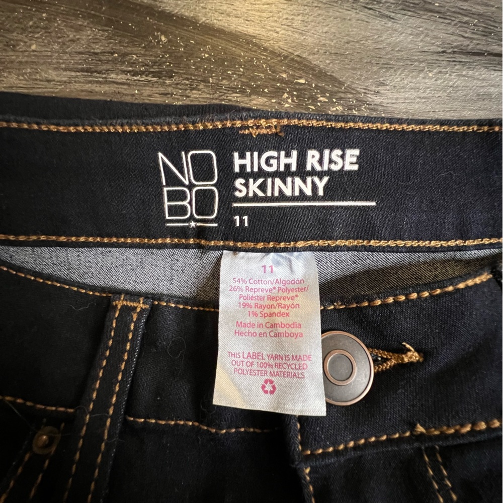 Dark blue high rise skinny jeans